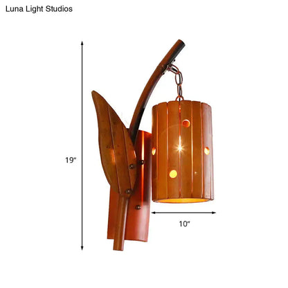 Lodge style brown wooden wall lamp corridor leaf lantern 220v-240v