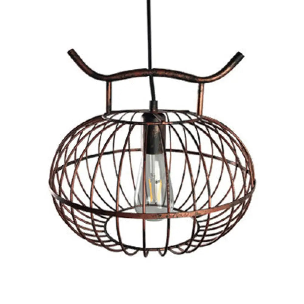 DecorBites™ Lodge Style Metal Pendant Light with Hanging Lantern Design - Rust/Aged Brass Finish