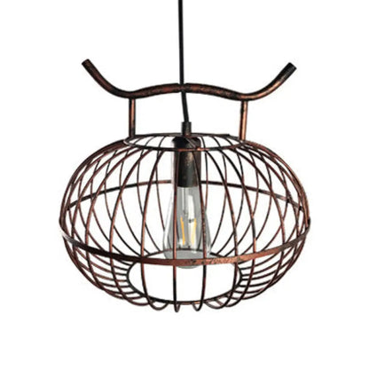 DecorBites™ Lodge Style Metal Pendant Light with Hanging Lantern Design - Rust/Aged Brass Finish