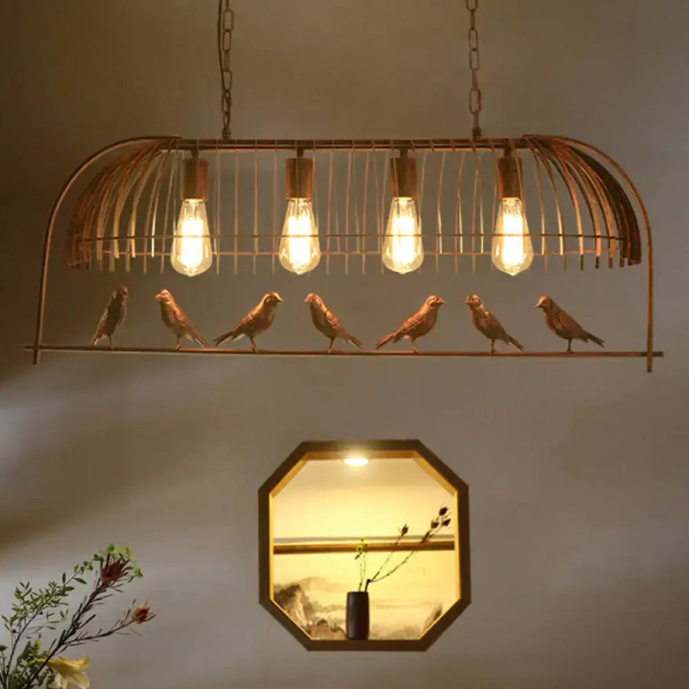 Lodge style rust accents bird pendant light kitchen 4 light chain cord