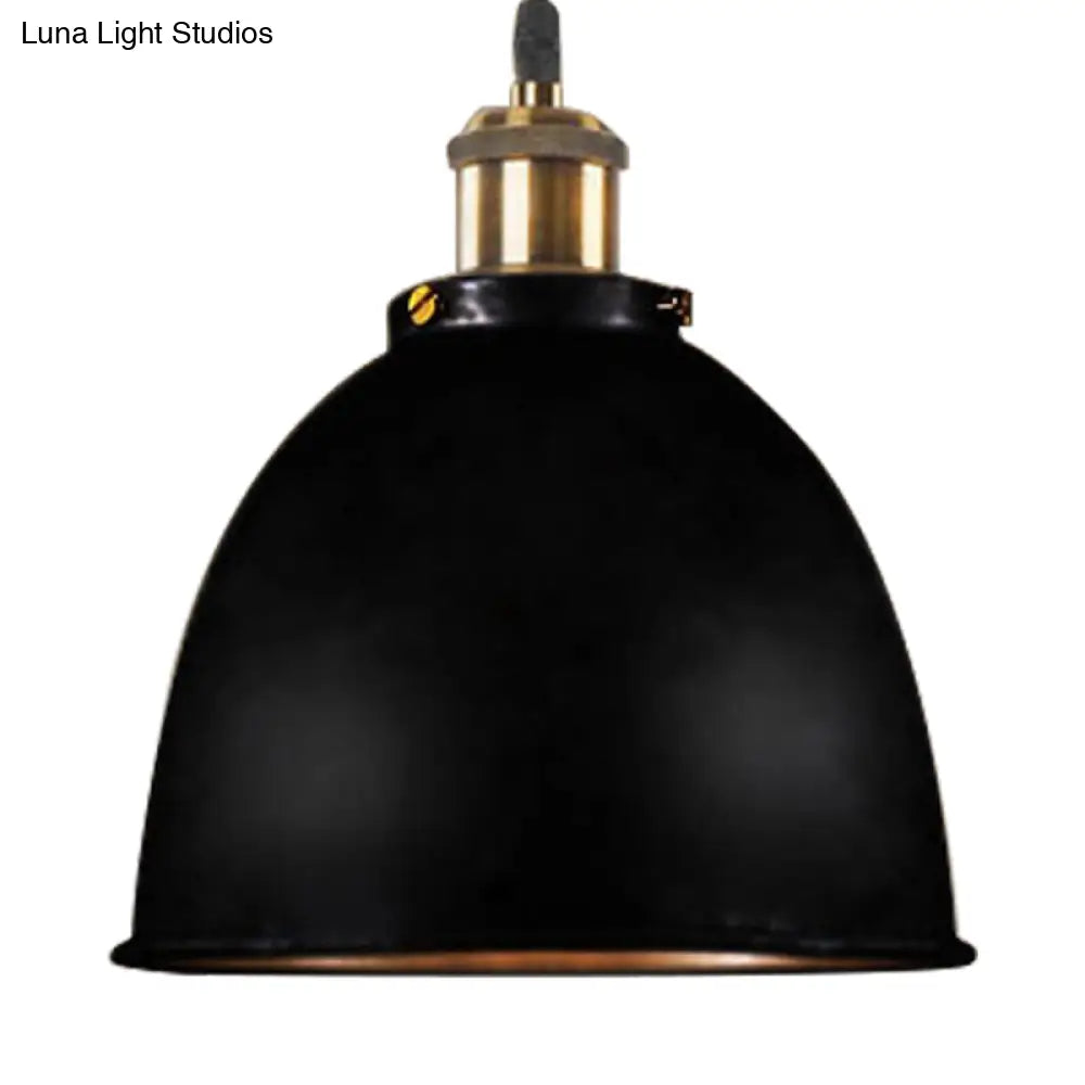 DecorBites™ Lonie - Antique Antique Style Dome Pendant Lamp 1 Light Wrought Iron Hanging Light Fixture with Cord in Black/Rust