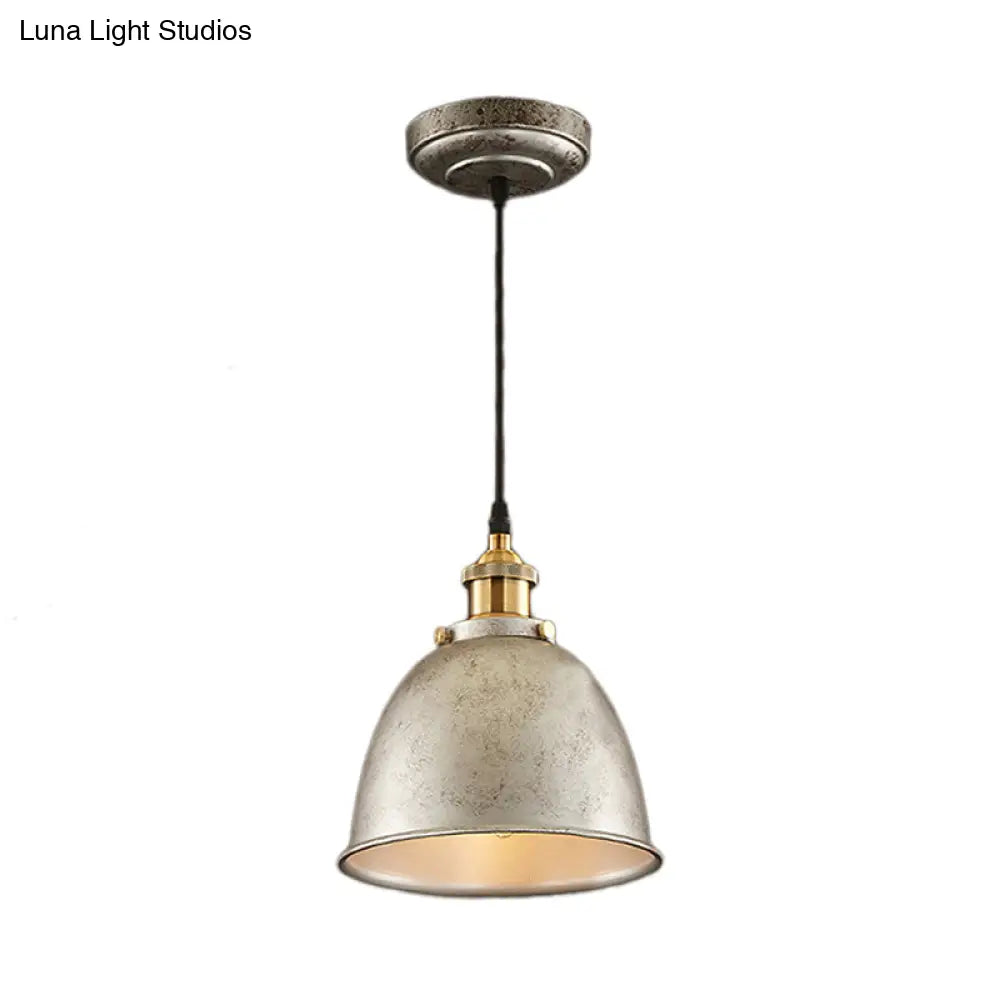 DecorBites™ Lonie - Antique Antique Style Dome Pendant Lamp 1 Light Wrought Iron Hanging Light Fixture with Cord in Black/Rust