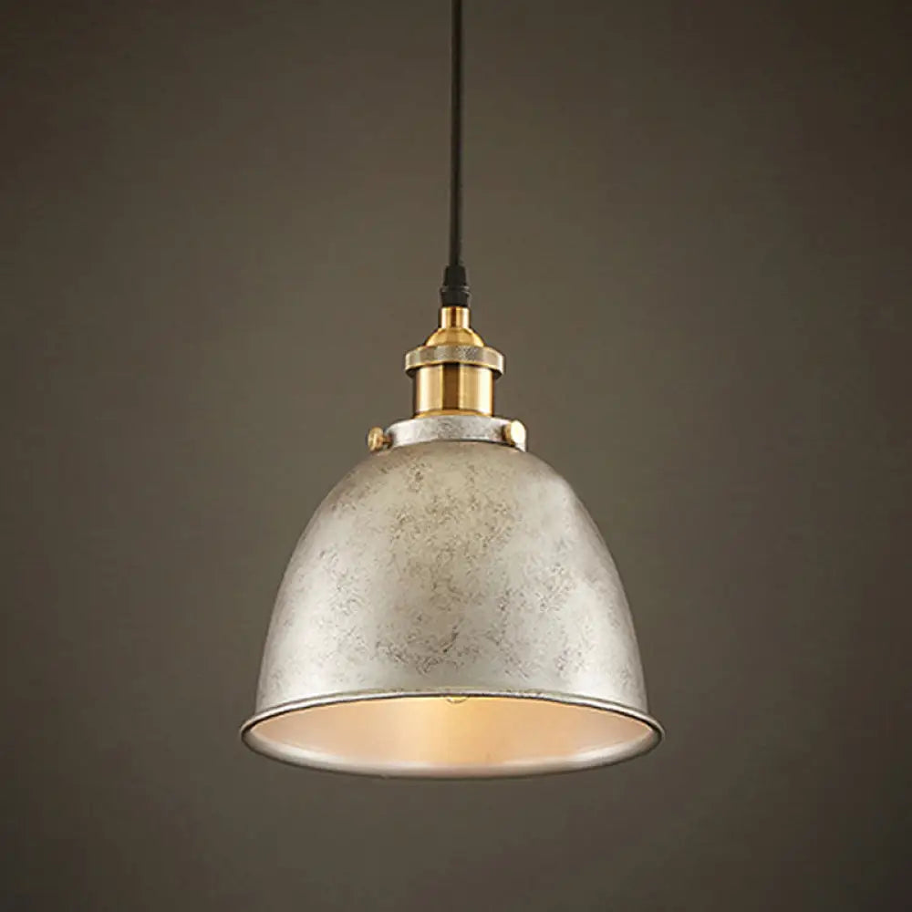 DecorBites™ Lonie - Antique Antique Style Dome Pendant Lamp 1 Light Wrought Iron Hanging Light Fixture with Cord in Black/Rust