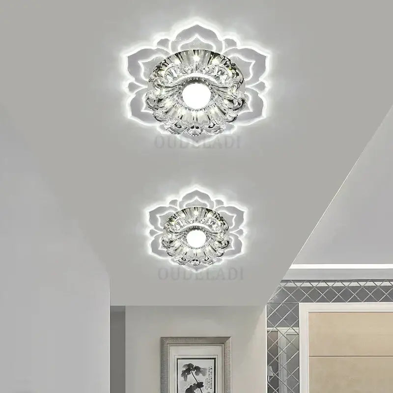 Lotus crystal flower spotlight living room led ceiling light