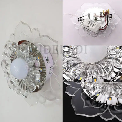 Lotus crystal flower spotlight living room led ceiling light