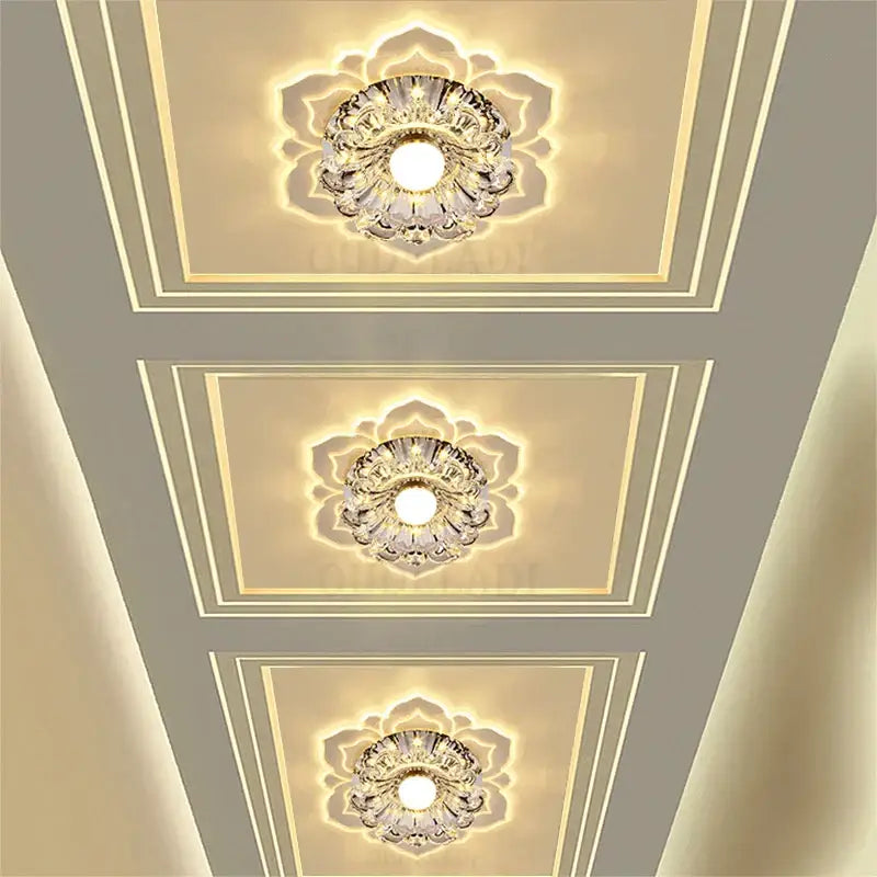 Lotus crystal flower spotlight living room led ceiling light