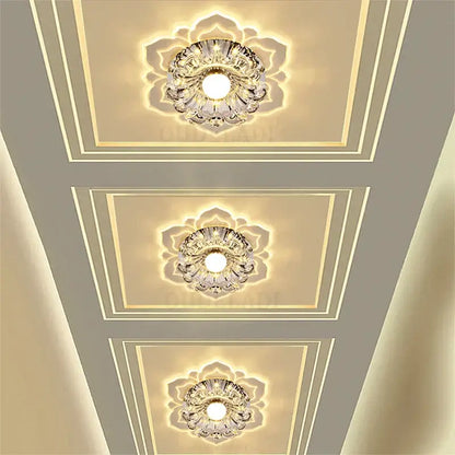 Lotus crystal flower spotlight living room led ceiling light
