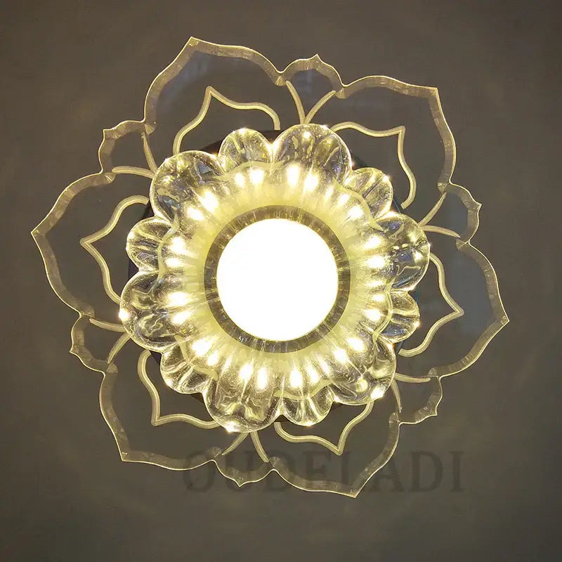 Lotus crystal flower spotlight living room led ceiling light
