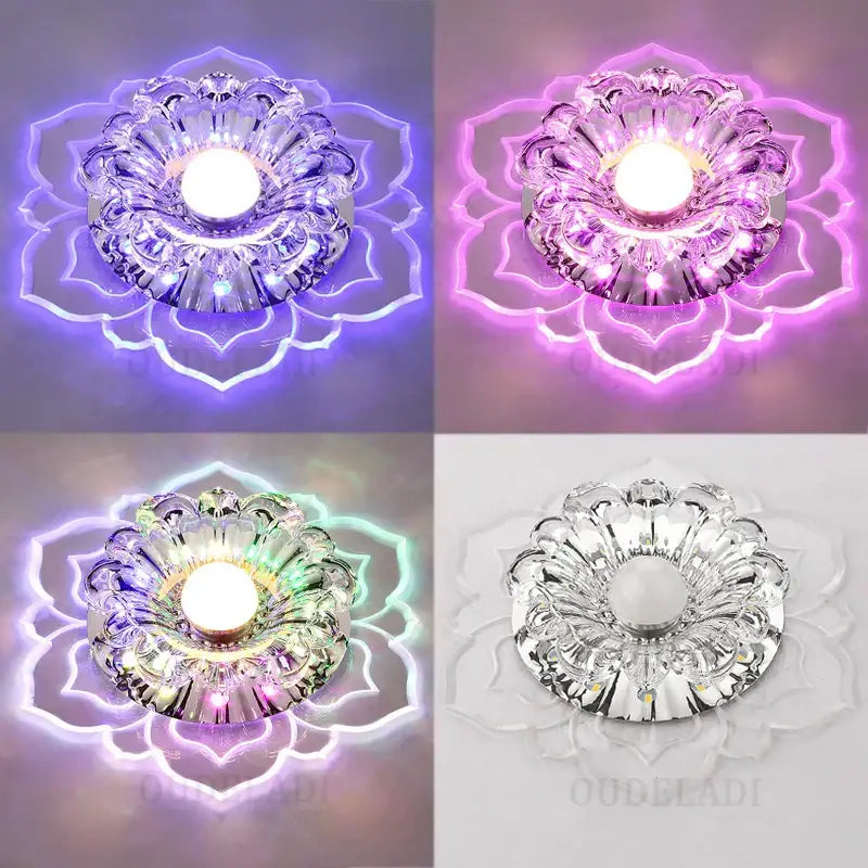 Lotus crystal flower spotlight living room led ceiling light