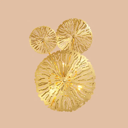 DecorBites™ Lotus Leaf Etched Brass Wall Sconce - Metal Art Deco Stairs Lamp