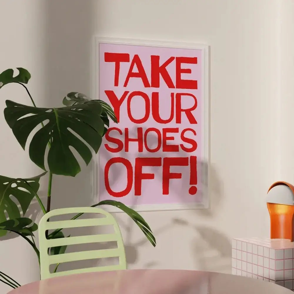 Modern pink and orange more amor por favor love quote wall art bedroom