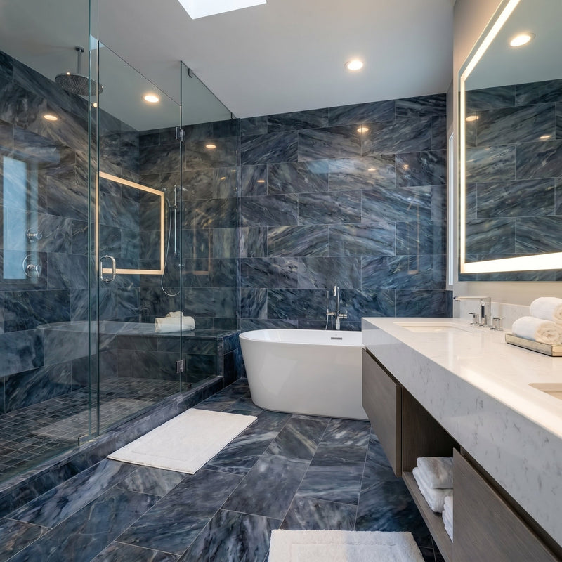 Luna Sky Gray Marble Polished Wall and Floor Tile 12"x24"
