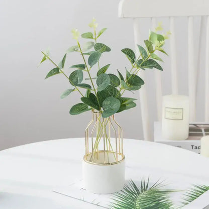 Lush artificial eucalyptus leaves garland with white flowers wedding decor