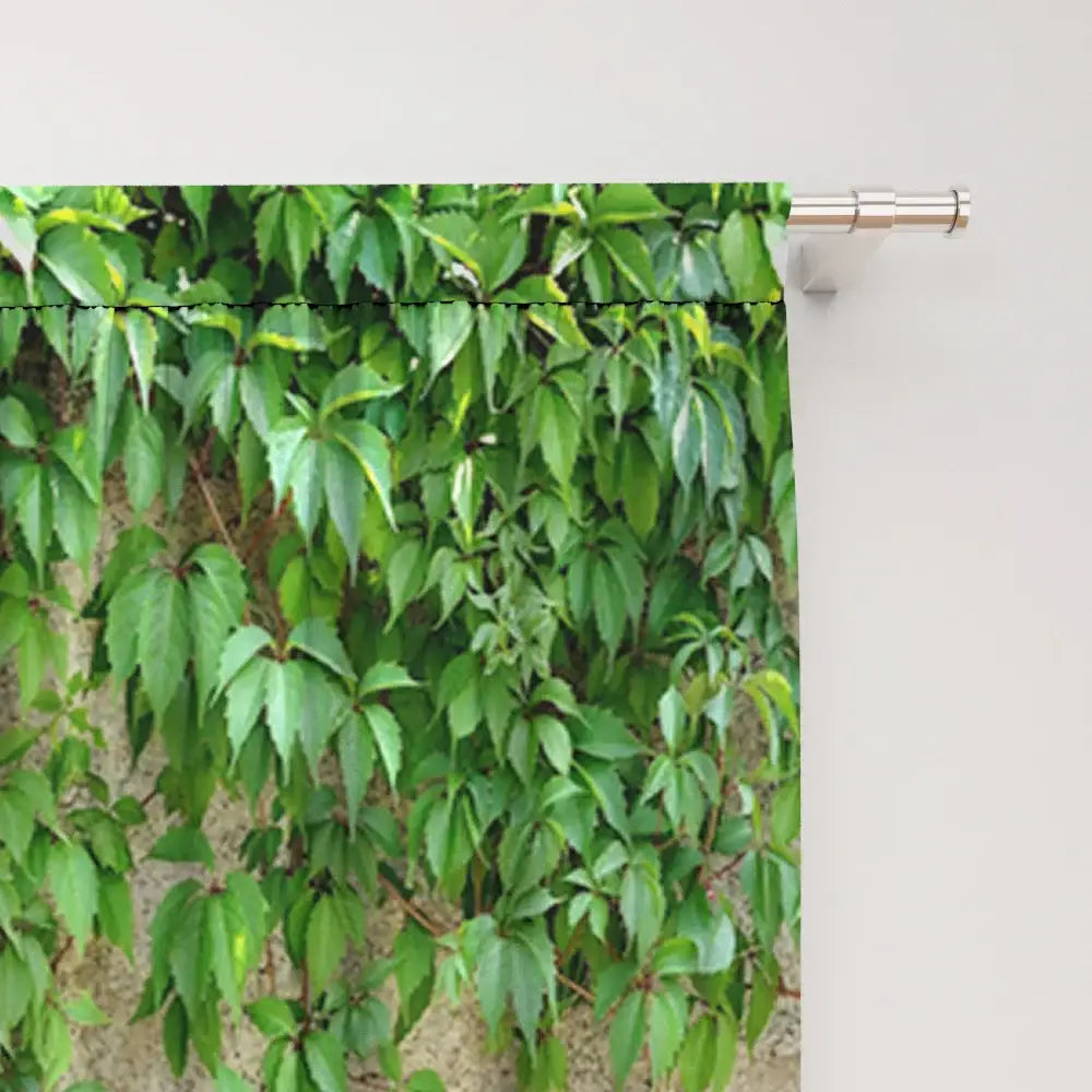 Lush ivy green leaf plant printed curtains for living room sheer panels