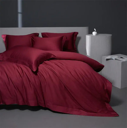 Luxe burgundy red egyptian cotton bedding set for bedroom