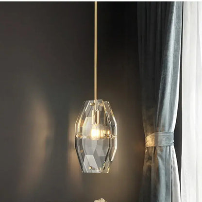 Luxe faceted gold crystal glass pendant lamp for kitchen bedroom
