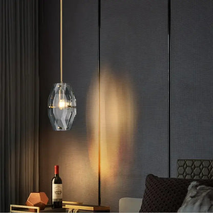 Luxe faceted gold crystal glass pendant lamp for kitchen bedroom