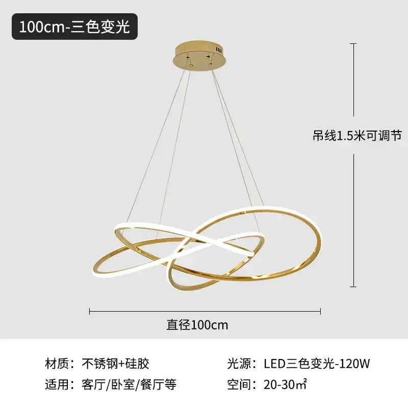 Luxe four leaf gold stainless steel pendant lamp for dining room