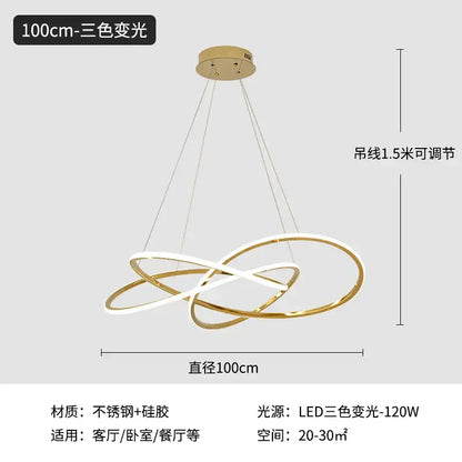 Luxe four leaf gold stainless steel pendant lamp for dining room