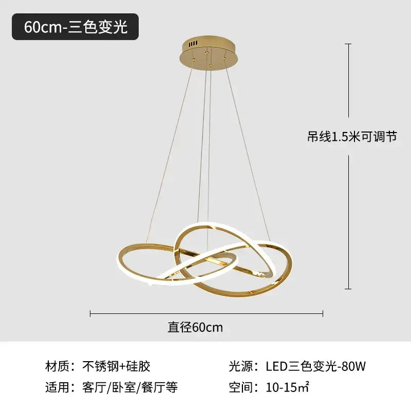 Luxe four leaf gold stainless steel pendant lamp for dining room