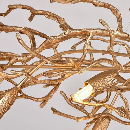 Luxe gold branch crystal led chandelier for living room