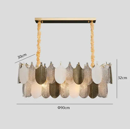Luxe gold crystal indoor chandelier leaf accent living room light