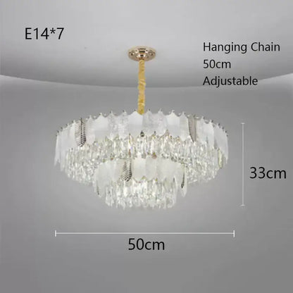 Luxe gold crystal indoor chandelier leaf accent living room light