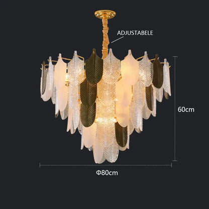 Luxe gold crystal indoor chandelier leaf accent living room light