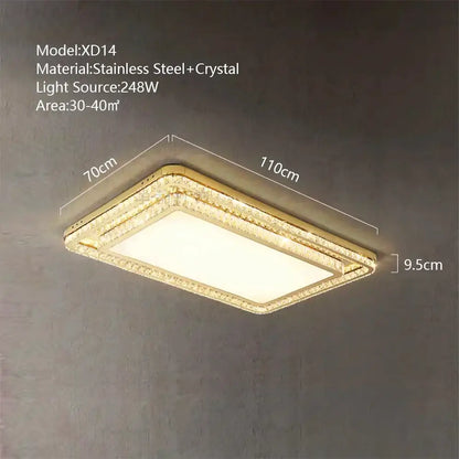 Luxe gold crystal led ceiling chandelier for dining room