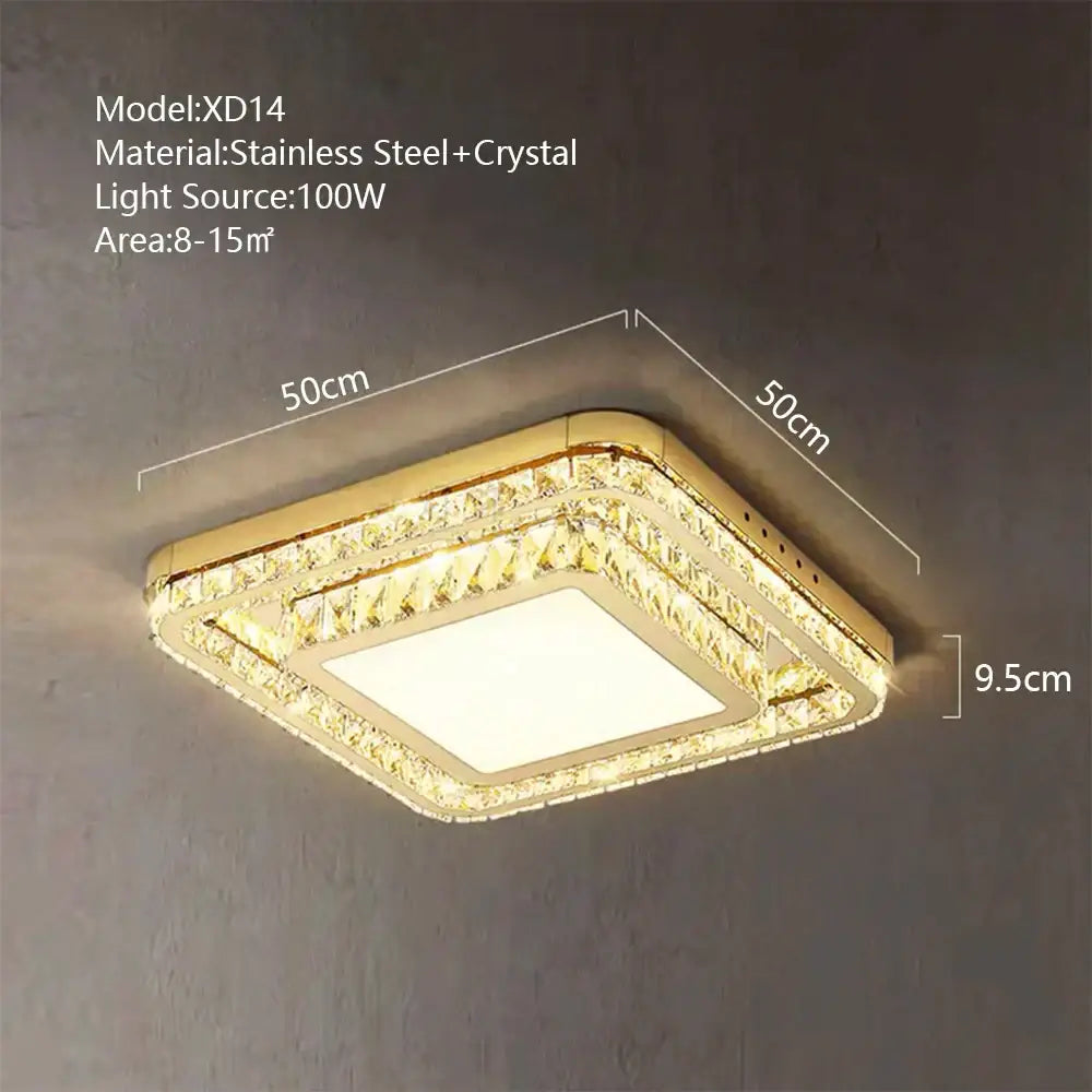 Luxe gold crystal led ceiling chandelier for dining room