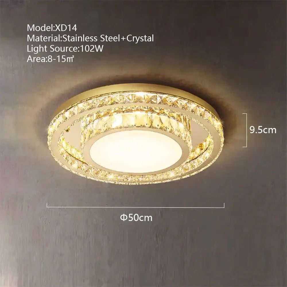 Luxe gold crystal led ceiling chandelier for dining room