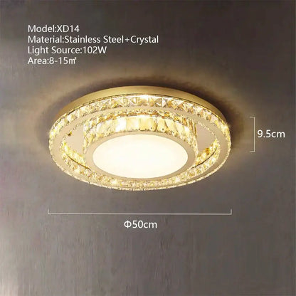 Luxe gold crystal led ceiling chandelier for dining room