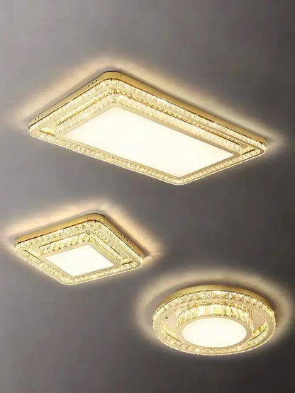 Luxe gold crystal led ceiling chandelier for dining room