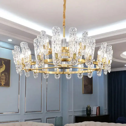 Luxe gold glass led ceiling chandelier for living room