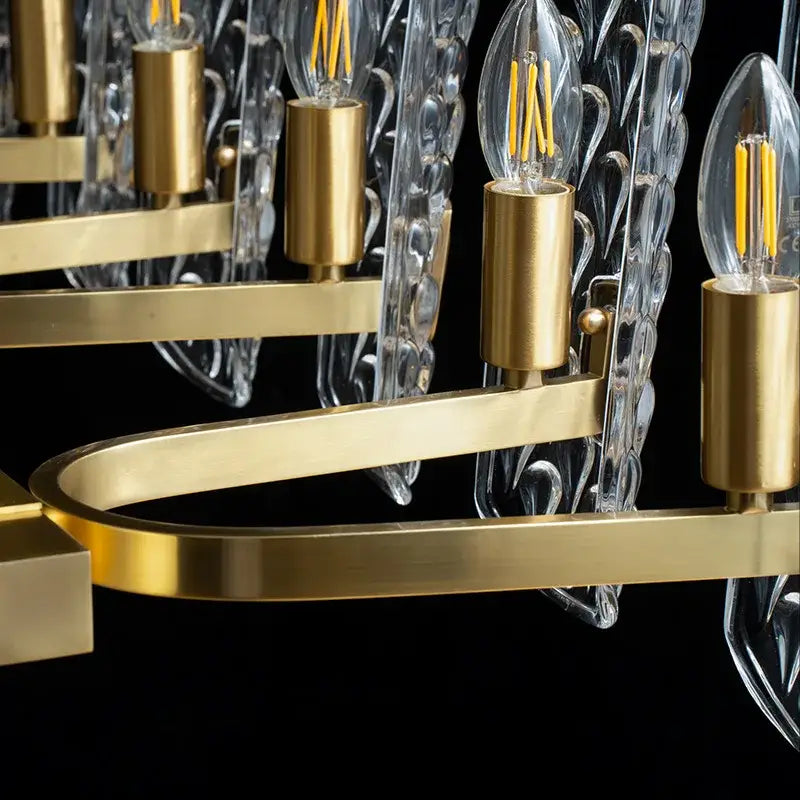 Luxe gold glass led ceiling chandelier for living room
