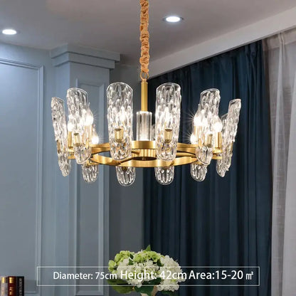 Luxe gold glass led ceiling chandelier for living room
