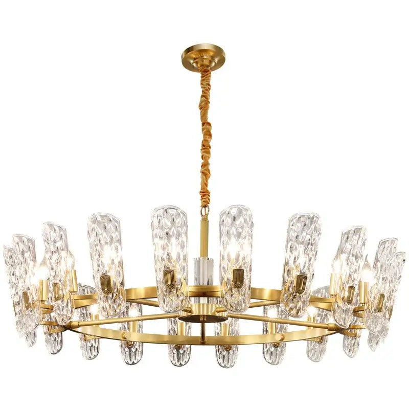 Luxe gold glass led ceiling chandelier for living room