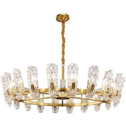 Luxe gold glass led ceiling chandelier for living room