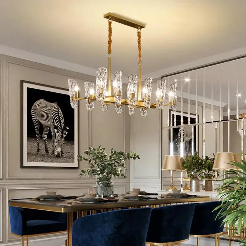 Luxe gold glass led ceiling chandelier for living room