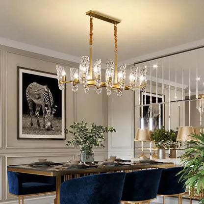 Luxe gold glass led ceiling chandelier for living room