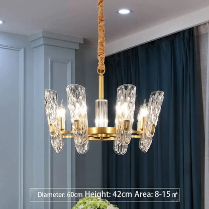 Luxe gold glass led ceiling chandelier for living room
