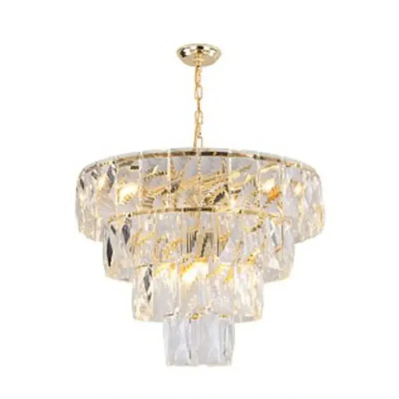Luxe gold steel crystal pendant light dining room chandelier