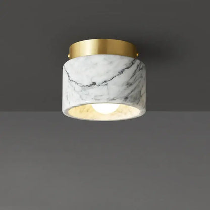 Luxe green & white marble downlight gold rim living room light