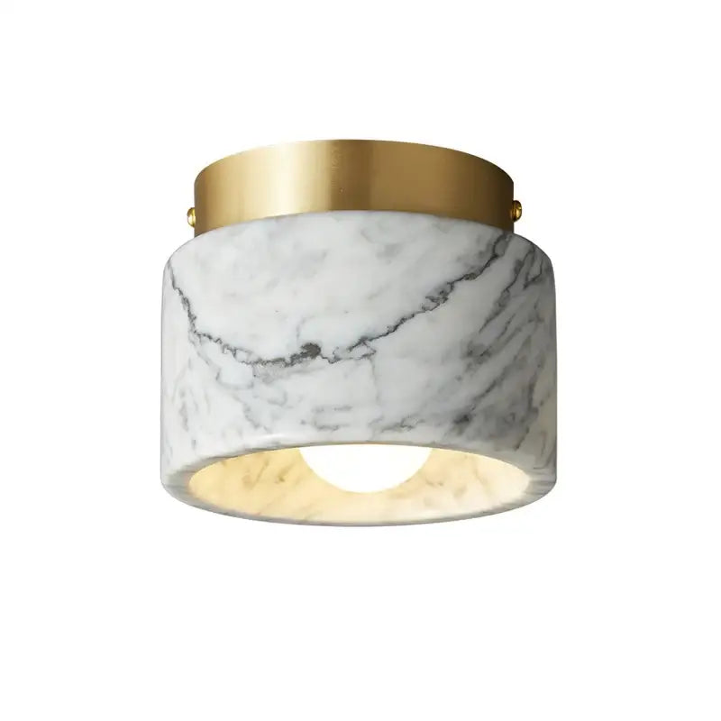 Luxe green & white marble downlight gold rim living room light