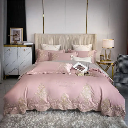 Luxe ivory and gold embroidery bedding set – bedroom 1000tc egyptian