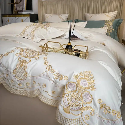 Luxe ivory and gold embroidery bedding set – bedroom 1000tc egyptian