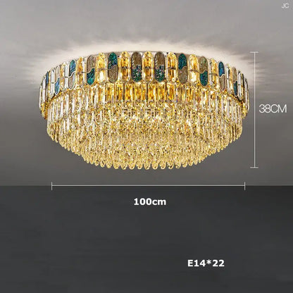 Luxurious blue & gold sea shell dimmable led chandelier living room