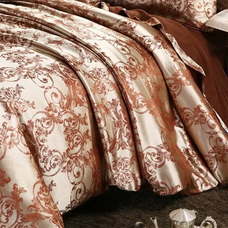 DecorBites™ Jacquard Satin Luxury Bedding Set - Queen Size Luxe Duvet Cover Set