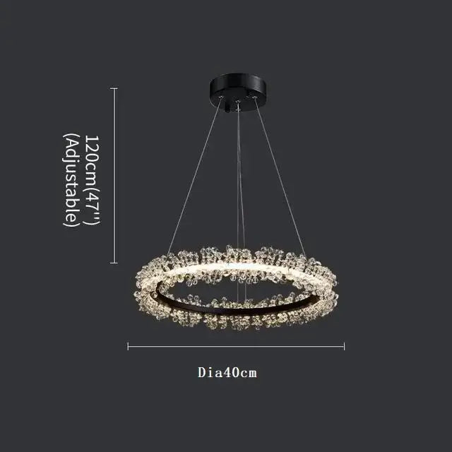 Luxurious crystal gold ring led chandelier for living room
