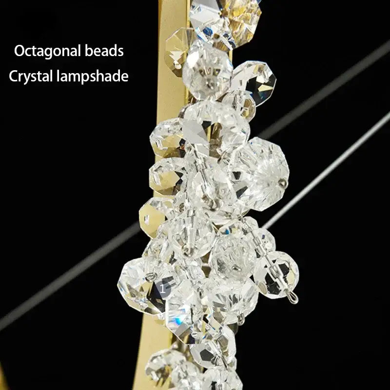 Luxurious crystal gold ring led chandelier for living room